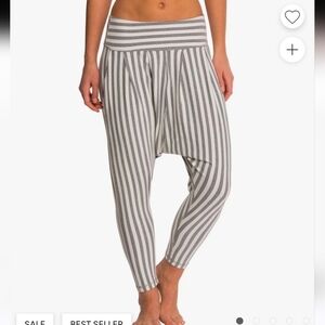 Hard Tail Slouchy Joggers in Heathered Grey Stripes XS Dropped Crotch Cropped